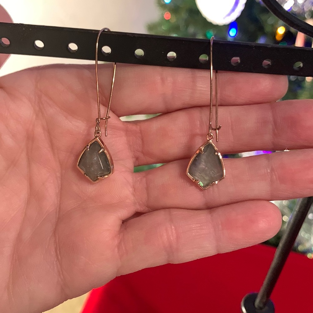 Kendra Scott Lori French wire iridescent gold-tone earrings.